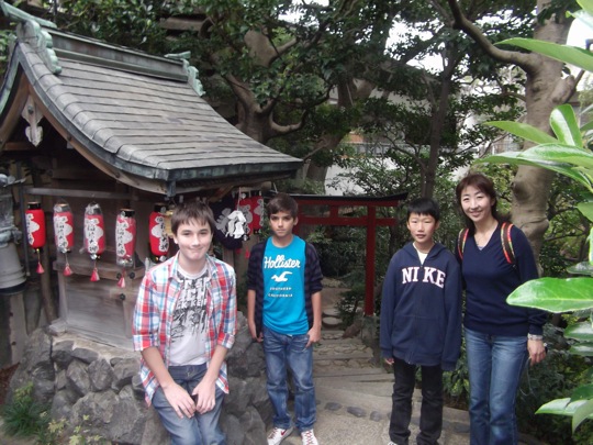 A mini shrine and even a torii in hotel garden