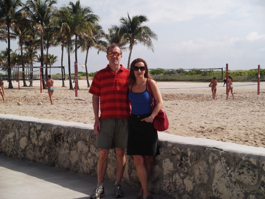 Trying not to stare at the beach volleyball!