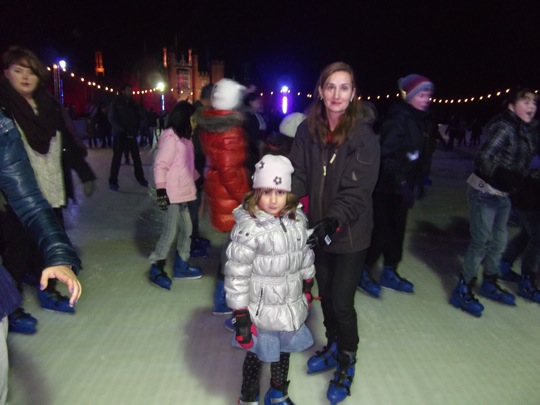 Skating at Hampton Court Palace; Alisa with Aletta